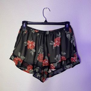 Flowy Rose Patterned Fabric Shorts